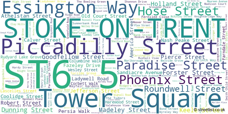 A word cloud for the ST6 5 postcode